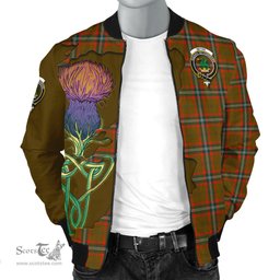 Scottish Seton Hunting Modern Tartan Family Crest with Thistle and Scotland Map Tartan Plaid Bomber Jacket Scottish Plaid Tartan Plaid - ScotsTee - scotstee.com