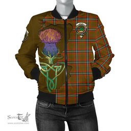 Scottish Seton Hunting Modern Tartan Family Crest with Thistle and Scotland Map Tartan Plaid Bomber Jacket Scottish Plaid Tartan Plaid - ScotsTee - scotstee.com