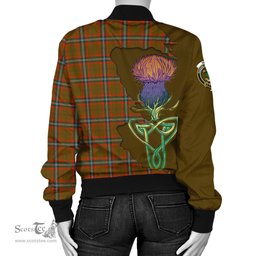 Scottish Seton Hunting Modern Tartan Family Crest with Thistle and Scotland Map Tartan Plaid Bomber Jacket Scottish Plaid Tartan Plaid - ScotsTee - scotstee.com