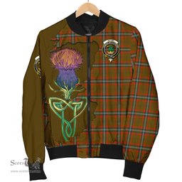 Scottish Seton Hunting Modern Tartan Family Crest with Thistle and Scotland Map Tartan Plaid Bomber Jacket Scottish Plaid Tartan Plaid - ScotsTee - scotstee.com