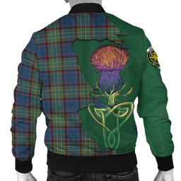 Scottish Nicolson Hunting Ancient Tartan Family Crest with Thistle and Scotland Map Tartan Plaid Bomber Jacket Scottish Plaid Tartan Plaid - ScotsTee - scotstee.com
