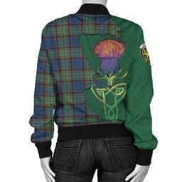 Scottish Nicolson Hunting Ancient Tartan Family Crest with Thistle and Scotland Map Tartan Plaid Bomber Jacket Scottish Plaid Tartan Plaid - ScotsTee - scotstee.com