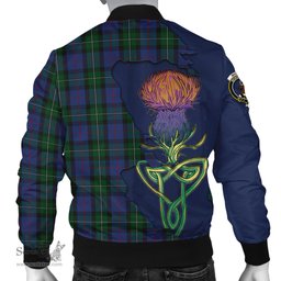 Scottish MacPhail Hunting Tartan Family Crest with Thistle and Scotland Map Tartan Plaid Bomber Jacket Scottish Plaid Tartan Plaid - ScotsTee - scotstee.com