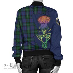 Scottish MacPhail Hunting Tartan Family Crest with Thistle and Scotland Map Tartan Plaid Bomber Jacket Scottish Plaid Tartan Plaid - ScotsTee - scotstee.com