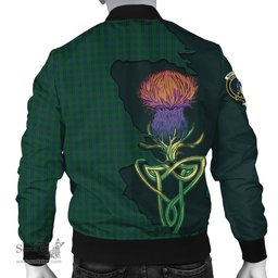 Scottish Montgomery Tartan Family Crest with Thistle and Scotland Map Tartan Plaid Bomber Jacket Scottish Plaid Tartan Plaid - ScotsTee - scotstee.com
