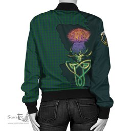 Scottish Montgomery Tartan Family Crest with Thistle and Scotland Map Tartan Plaid Bomber Jacket Scottish Plaid Tartan Plaid - ScotsTee - scotstee.com
