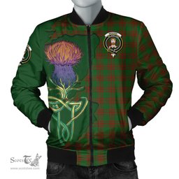 Scottish Menzies Tartan Family Crest with Thistle and Scotland Map Tartan Plaid Bomber Jacket Scottish Plaid Tartan Plaid - ScotsTee - scotstee.com