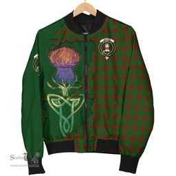 Scottish Menzies Tartan Family Crest with Thistle and Scotland Map Tartan Plaid Bomber Jacket Scottish Plaid Tartan Plaid - ScotsTee - scotstee.com