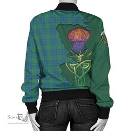 Scottish Montgomery Ancient Tartan Family Crest with Thistle and Scotland Map Tartan Plaid Bomber Jacket Scottish Plaid Tartan Plaid - ScotsTee - scotstee.com