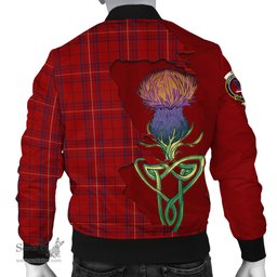 Scottish Rose of Kilravock Tartan Family Crest with Thistle and Scotland Map Tartan Plaid Bomber Jacket Scottish Plaid Tartan Plaid - ScotsTee - scotstee.com