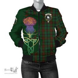 Scottish Tennant Tartan Family Crest with Thistle and Scotland Map Tartan Plaid Bomber Jacket Scottish Plaid Tartan Plaid - ScotsTee - scotstee.com