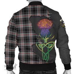 Scottish Moffat Modern Tartan Family Crest with Thistle and Scotland Map Tartan Plaid Bomber Jacket Scottish Plaid Tartan Plaid - ScotsTee - scotstee.com