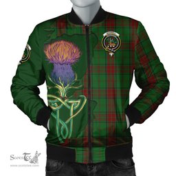 Scottish Maxwell Hunting Tartan Family Crest with Thistle and Scotland Map Tartan Plaid Bomber Jacket Scottish Plaid Tartan Plaid - ScotsTee - scotstee.com