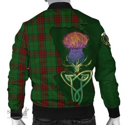 Scottish Maxwell Hunting Tartan Family Crest with Thistle and Scotland Map Tartan Plaid Bomber Jacket Scottish Plaid Tartan Plaid - ScotsTee - scotstee.com