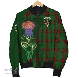 Scottish Maxwell Hunting Tartan Family Crest with Thistle and Scotland Map Tartan Plaid Bomber Jacket Scottish Plaid Tartan Plaid - ScotsTee - scotstee.com