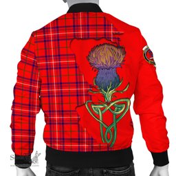 Scottish Rose Modern Tartan Family Crest with Thistle and Scotland Map Tartan Plaid Bomber Jacket Scottish Plaid Tartan Plaid - ScotsTee - scotstee.com