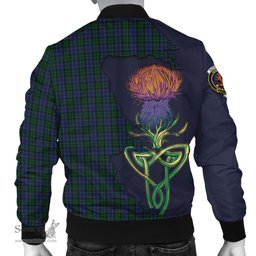 Scottish Sutherland Tartan Family Crest with Thistle and Scotland Map Tartan Plaid Bomber Jacket Scottish Plaid Tartan Plaid - ScotsTee - scotstee.com