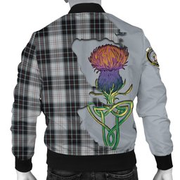 Scottish MacRae Dress Tartan Family Crest with Thistle and Scotland Map Tartan Plaid Bomber Jacket Scottish Plaid Tartan Plaid - ScotsTee - scotstee.com