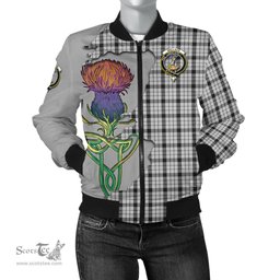 Scottish Wallace Dress Tartan Family Crest with Thistle and Scotland Map Tartan Plaid Bomber Jacket Scottish Plaid Tartan Plaid - ScotsTee - scotstee.com