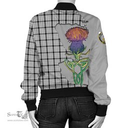 Scottish Wallace Dress Tartan Family Crest with Thistle and Scotland Map Tartan Plaid Bomber Jacket Scottish Plaid Tartan Plaid - ScotsTee - scotstee.com