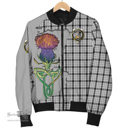 Scottish Wallace Dress Tartan Family Crest with Thistle and Scotland Map Tartan Plaid Bomber Jacket Scottish Plaid Tartan Plaid - ScotsTee - scotstee.com