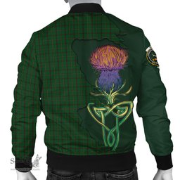 Scottish Skene or Tribe of Mar Tartan Family Crest with Thistle and Scotland Map Tartan Plaid Bomber Jacket Scottish Plaid Tartan Plaid - ScotsTee - scotstee.com