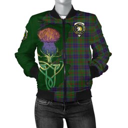 Scottish Stewart of Appin Hunting Tartan Family Crest with Thistle and Scotland Map Tartan Plaid Bomber Jacket Scottish Plaid Tartan Plaid - ScotsTee - scotstee.com