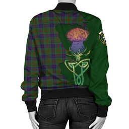 Scottish Stewart of Appin Hunting Tartan Family Crest with Thistle and Scotland Map Tartan Plaid Bomber Jacket Scottish Plaid Tartan Plaid - ScotsTee - scotstee.com