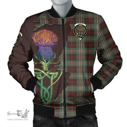 Scottish Scott Brown Ancient Tartan Family Crest with Thistle and Scotland Map Tartan Plaid Bomber Jacket Scottish Plaid Tartan Plaid - ScotsTee - scotstee.com