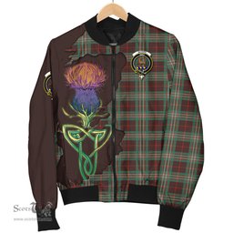 Scottish Scott Brown Ancient Tartan Family Crest with Thistle and Scotland Map Tartan Plaid Bomber Jacket Scottish Plaid Tartan Plaid - ScotsTee - scotstee.com