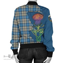 Scottish Napier Ancient Tartan Family Crest with Thistle and Scotland Map Tartan Plaid Bomber Jacket Scottish Plaid Tartan Plaid - ScotsTee - scotstee.com