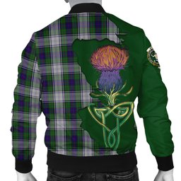 Scottish Murray of Atholl Dress Tartan Family Crest with Thistle and Scotland Map Tartan Plaid Bomber Jacket Scottish Plaid Tartan Plaid - ScotsTee - scotstee.com