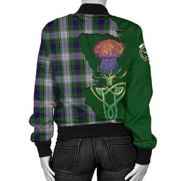 Scottish Murray of Atholl Dress Tartan Family Crest with Thistle and Scotland Map Tartan Plaid Bomber Jacket Scottish Plaid Tartan Plaid - ScotsTee - scotstee.com