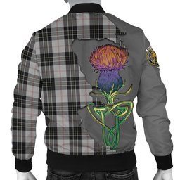 Scottish MacPherson Dress Tartan Family Crest with Thistle and Scotland Map Tartan Plaid Bomber Jacket Scottish Plaid Tartan Plaid - ScotsTee - scotstee.com