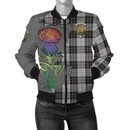 Scottish MacPherson Dress Tartan Family Crest with Thistle and Scotland Map Tartan Plaid Bomber Jacket Scottish Plaid Tartan Plaid - ScotsTee - scotstee.com