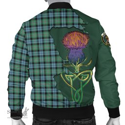 Scottish Melville Ancient Tartan Family Crest with Thistle and Scotland Map Tartan Plaid Bomber Jacket Scottish Plaid Tartan Plaid - ScotsTee - scotstee.com