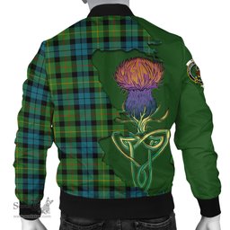Scottish Rollo Ancient Tartan Family Crest with Thistle and Scotland Map Tartan Plaid Bomber Jacket Scottish Plaid Tartan Plaid - ScotsTee - scotstee.com
