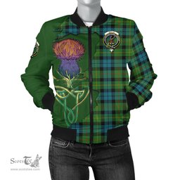 Scottish Rollo Ancient Tartan Family Crest with Thistle and Scotland Map Tartan Plaid Bomber Jacket Scottish Plaid Tartan Plaid - ScotsTee - scotstee.com