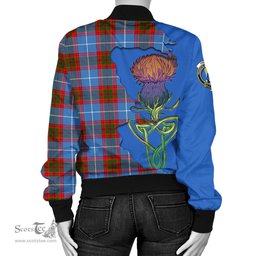 Scottish Preston Tartan Family Crest with Thistle and Scotland Map Tartan Plaid Bomber Jacket Scottish Plaid Tartan Plaid - ScotsTee - scotstee.com