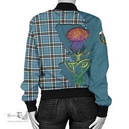 Scottish Thomson Tartan Family Crest with Thistle and Scotland Map Tartan Plaid Bomber Jacket Scottish Plaid Tartan Plaid - ScotsTee - scotstee.com