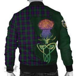 Scottish Urquhart Tartan Family Crest with Thistle and Scotland Map Tartan Plaid Bomber Jacket Scottish Plaid Tartan Plaid - ScotsTee - scotstee.com