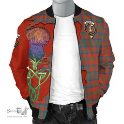 Scottish Matheson Ancient Tartan Family Crest with Thistle and Scotland Map Tartan Plaid Bomber Jacket Scottish Plaid Tartan Plaid - ScotsTee - scotstee.com