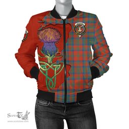 Scottish Matheson Ancient Tartan Family Crest with Thistle and Scotland Map Tartan Plaid Bomber Jacket Scottish Plaid Tartan Plaid - ScotsTee - scotstee.com
