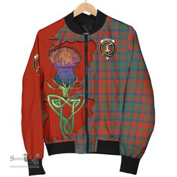 Scottish Matheson Ancient Tartan Family Crest with Thistle and Scotland Map Tartan Plaid Bomber Jacket Scottish Plaid Tartan Plaid - ScotsTee - scotstee.com