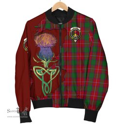 Scottish Rattray Tartan Family Crest with Thistle and Scotland Map Tartan Plaid Bomber Jacket Scottish Plaid Tartan Plaid - ScotsTee - scotstee.com