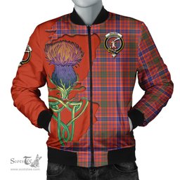 Scottish MacRae Ancient Tartan Family Crest with Thistle and Scotland Map Tartan Plaid Bomber Jacket Scottish Plaid Tartan Plaid - ScotsTee - scotstee.com
