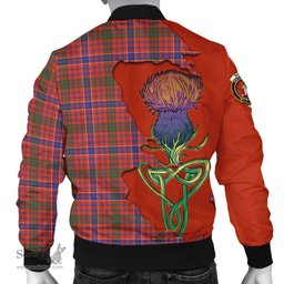 Scottish MacRae Ancient Tartan Family Crest with Thistle and Scotland Map Tartan Plaid Bomber Jacket Scottish Plaid Tartan Plaid - ScotsTee - scotstee.com