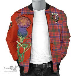 Scottish MacRae Ancient Tartan Family Crest with Thistle and Scotland Map Tartan Plaid Bomber Jacket Scottish Plaid Tartan Plaid - ScotsTee - scotstee.com