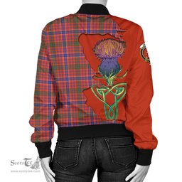 Scottish MacRae Ancient Tartan Family Crest with Thistle and Scotland Map Tartan Plaid Bomber Jacket Scottish Plaid Tartan Plaid - ScotsTee - scotstee.com