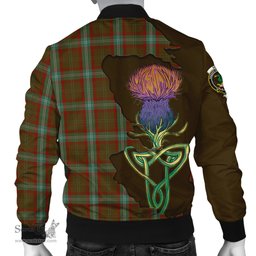 Scottish Seton Hunting Tartan Family Crest with Thistle and Scotland Map Tartan Plaid Bomber Jacket Scottish Plaid Tartan Plaid - ScotsTee - scotstee.com